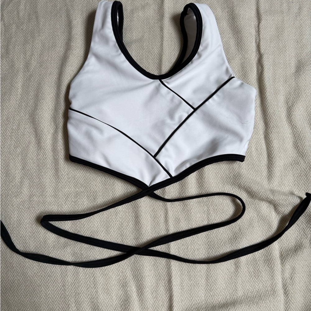 Tiger Friday White and Black Wrap Bra Crop Top